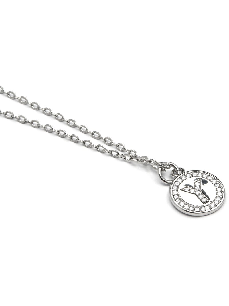Luxenter Collier de zirconium brillant plaqué rhodium - Alphabet Blanc - Kiabi