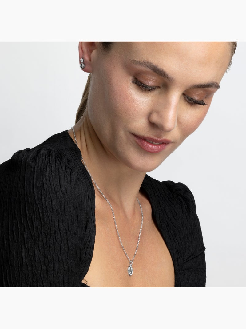 Luxenter Collier de zirconium brillant plaqué rhodium - Alphabet Blanc - Kiabi