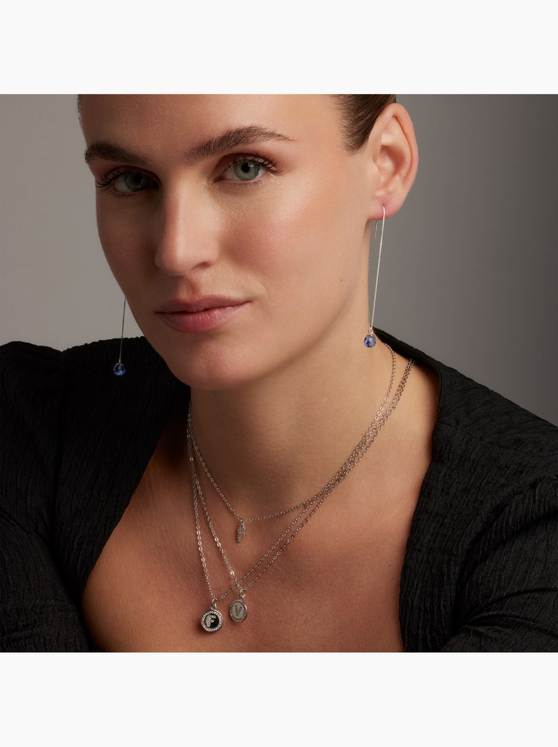 Luxenter Collier de zirconium brillant plaqué rhodium - Alphabet Blanc - Kiabi