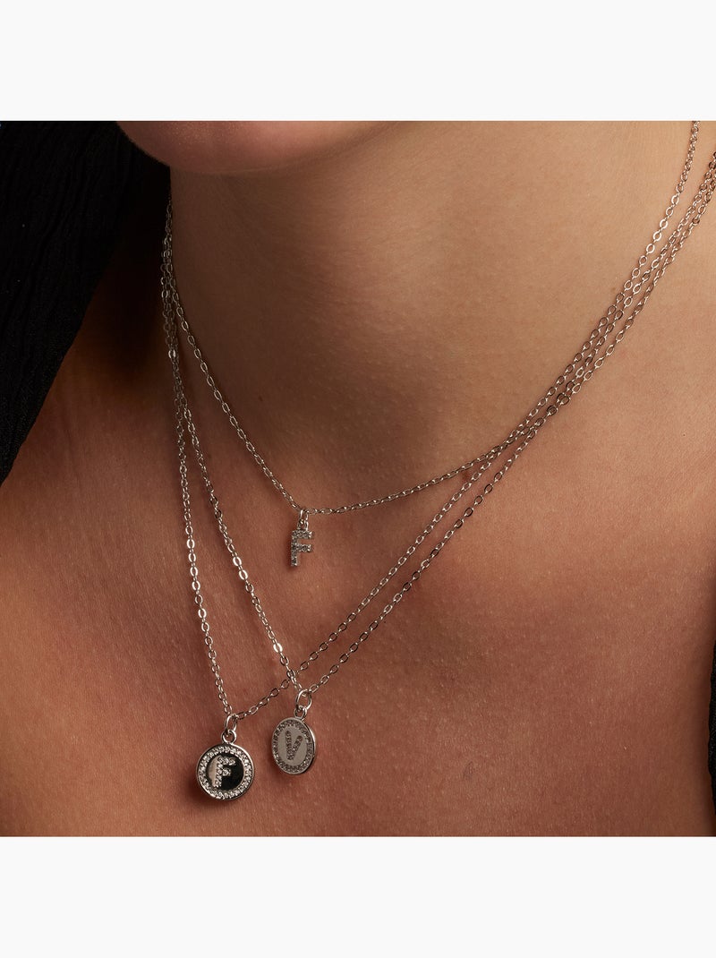 Luxenter Collier de zirconium brillant plaqué rhodium - Alphabet Blanc - Kiabi