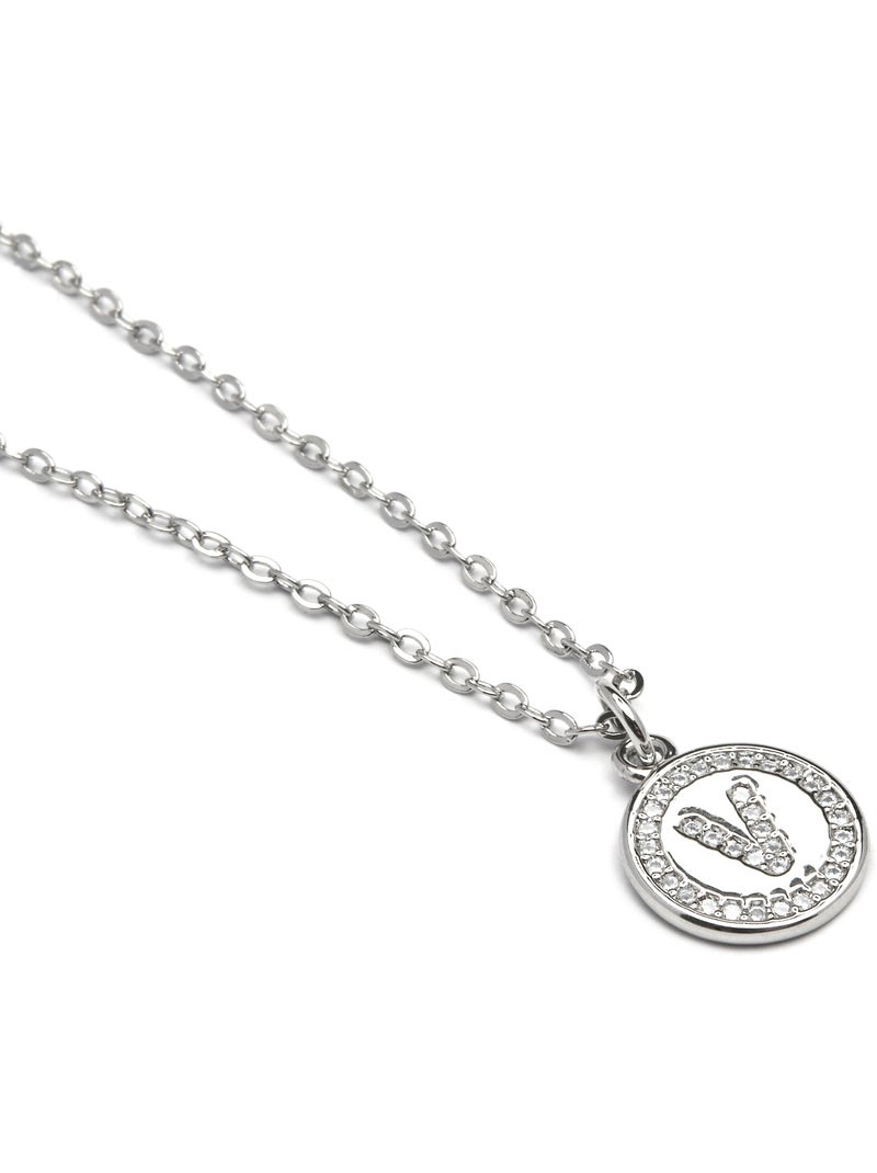 Luxenter Collier de zirconium brillant plaqué rhodium - Alphabet Blanc - Kiabi