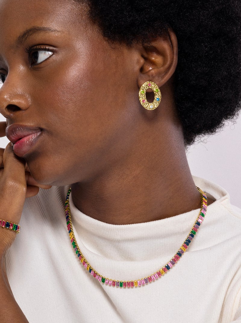 Luxenter Collier de zircons multicolores et plaqué or 18k - Gorys Multicolore - Kiabi