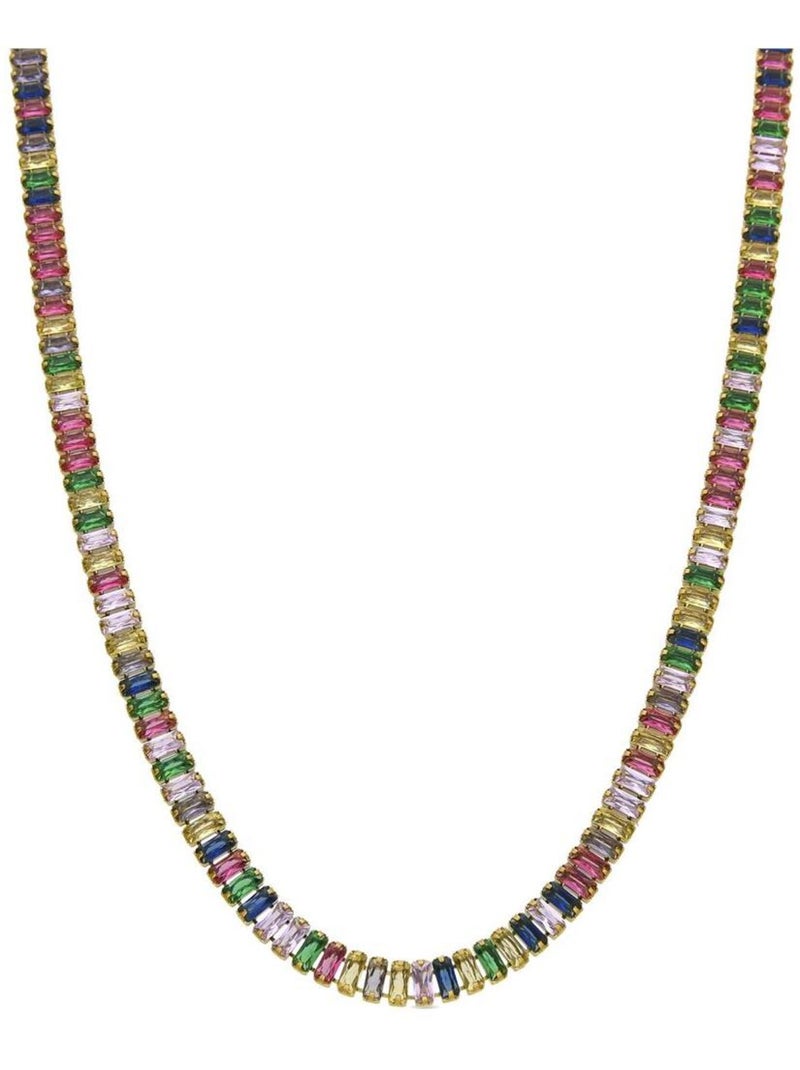 Luxenter Collier de zircons multicolores plaqué or jaune 18 carats - Gorys Multicolore - Kiabi