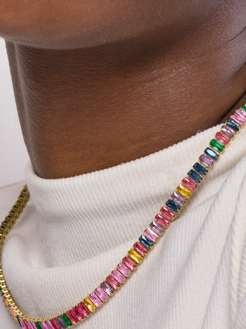 Luxenter Collier de zircons multicolores plaqué or jaune 18 carats - Gorys Multicolore - Kiabi