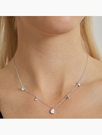 Luxenter Collier en argent 925 avec zircon brillant rhodié - Étoile