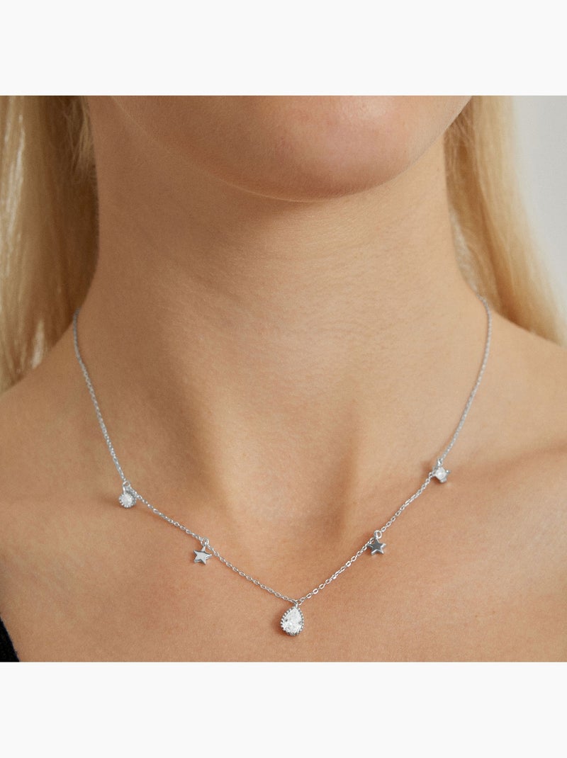 Luxenter Collier en argent 925 avec zircon brillant rhodié - Étoile Argenté - Kiabi