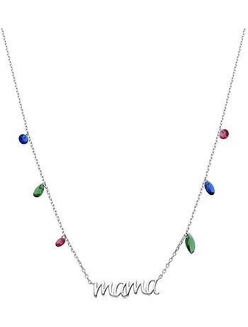 Luxenter Collier en argent 925 avec zircon multicolore plaqué rhodium - Mama