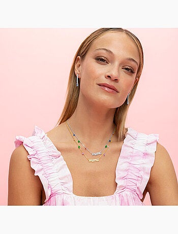 Luxenter Collier en argent 925 avec zircon multicolore plaqué rhodium - Mama