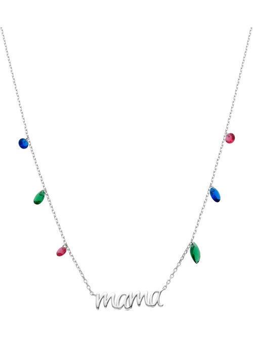 Luxenter Collier en argent 925 avec zircon multicolore plaqué rhodium - Mama - Kiabi