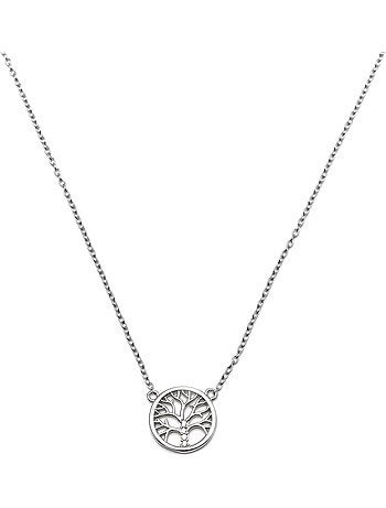 Luxenter Collier en argent 925 avec zircons brillants plaqués rhodium - Arbre de vie