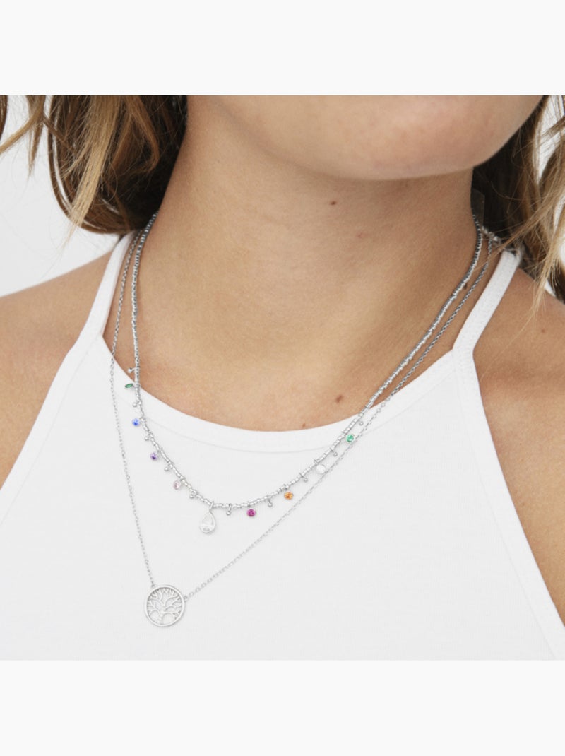 Luxenter Collier en argent 925 avec zircons brillants plaqués rhodium - Arbre de vie Argenté - Kiabi