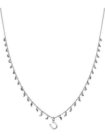 Luxenter Collier en argent 925 et cristal bleu foncé rhodié - Bonne Chance