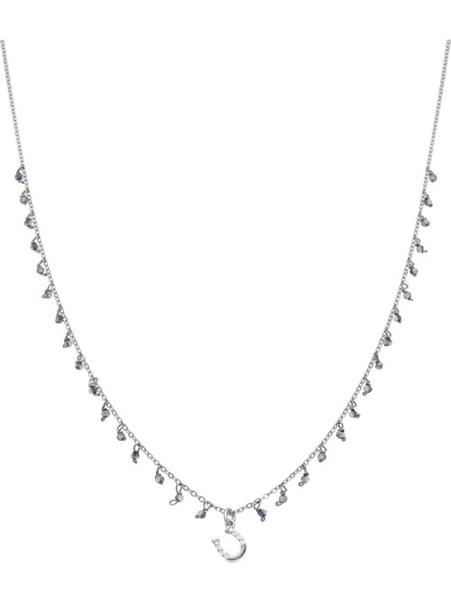 Luxenter Collier en argent 925 et cristal bleu foncé rhodié - Bonne Chance - Kiabi