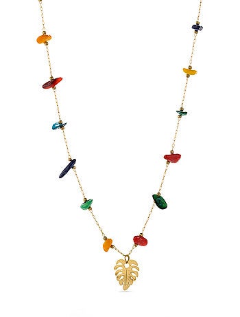 Luxenter Ilonda Collier en zircon multicolore et plaqué or 18k.