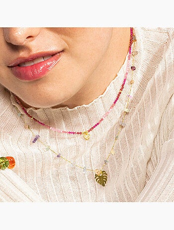Luxenter Ilonda Collier en zircon multicolore et plaqué or 18k.
