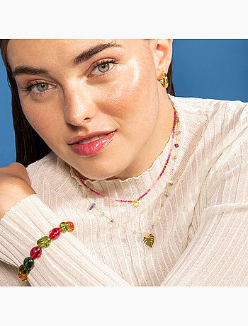 Luxenter Ilonda Collier en zircon multicolore et plaqué or 18k.