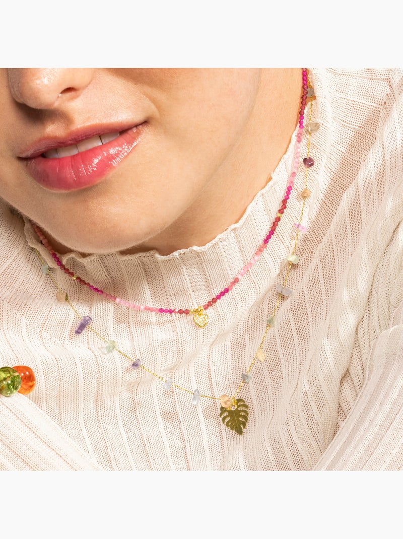 Luxenter Ilonda Collier en zircon multicolore et plaqué or 18k. Multicolore - Kiabi