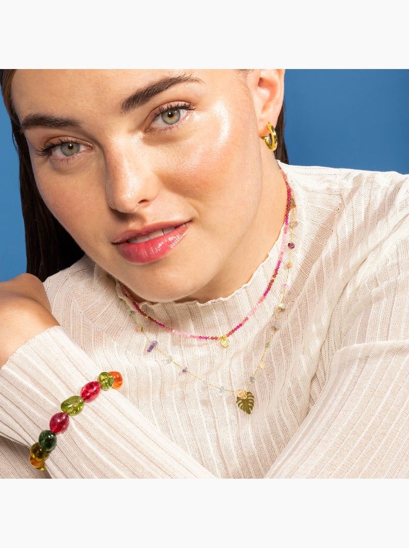 Luxenter Ilonda Collier en zircon multicolore et plaqué or 18k. Multicolore - Kiabi