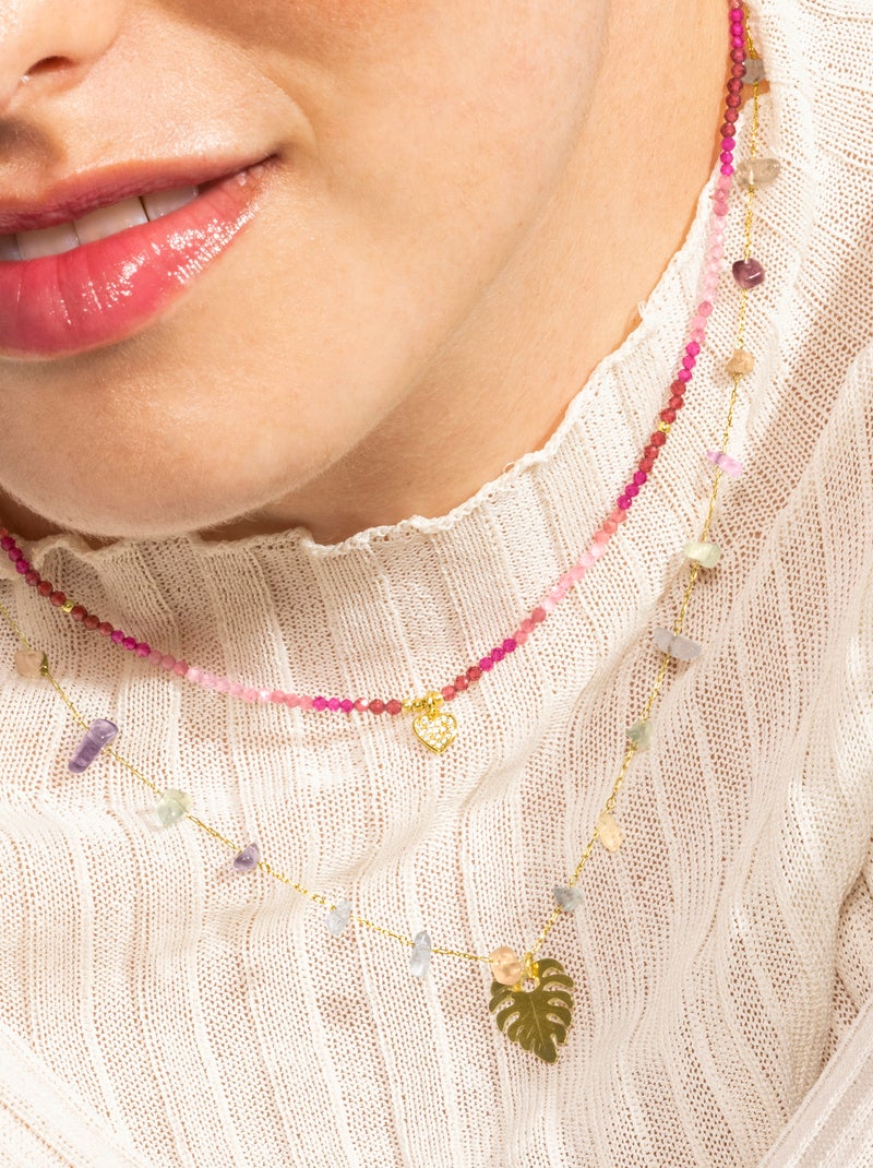 Luxenter Ilonda Collier en zircon multicolore plaqué or 18 carats. Multicolore - Kiabi