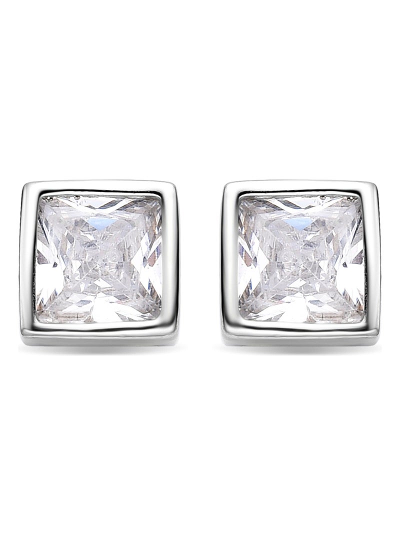 CPSLOVE Boucles D'Oreilles Pendantes Zircons Carrés Argent 925 – Bijoux Femme Élégants, Pierre Précieuse, Fermoir Français