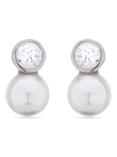 Luxenter Lamsy Boucles d'oreilles en argent 925 et perles blanches plaquées rhodium - Kiabi