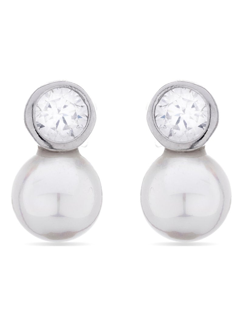 Luxenter Lamsy Boucles d'oreilles en argent 925 et perles blanches plaquées rhodium Argent - Kiabi