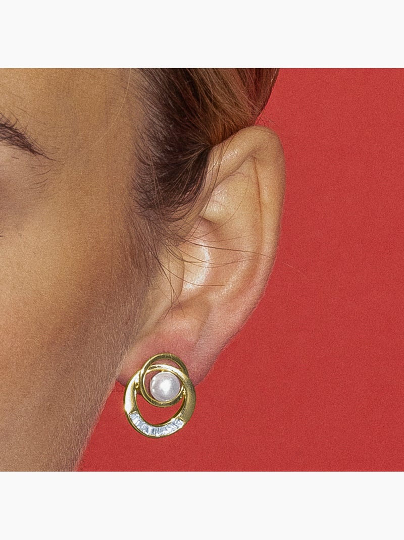 Luxenter Lebya Boucles d'oreilles et plaqué or 18k Blanc - Kiabi