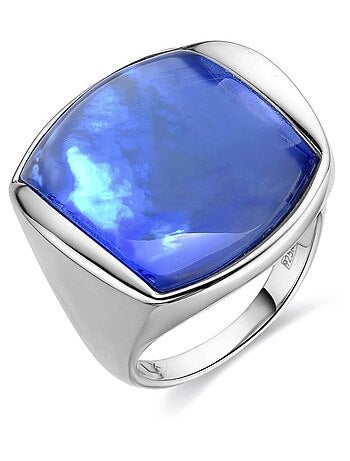 Luxenter Luxenter Bague en argent 925 avec doublet de Ch bleu plaqué rhodium - Shay