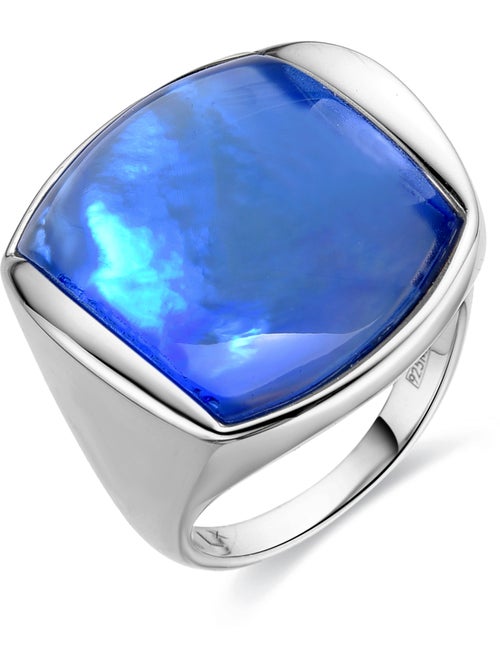 Luxenter Luxenter Bague en argent 925 avec doublet de Ch bleu plaqué rhodium - Shay - Kiabi