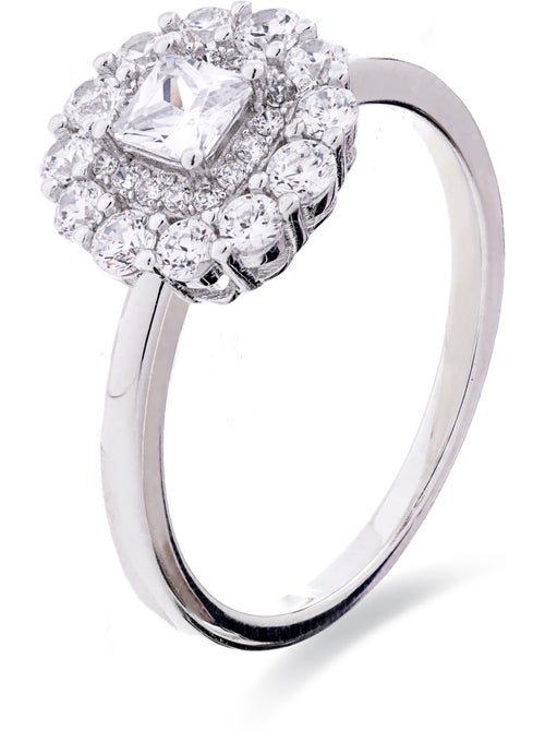 Luxenter Luxenter Bague en argent 925 et zirconium brillant plaqué rhodium - Raxya - Kiabi