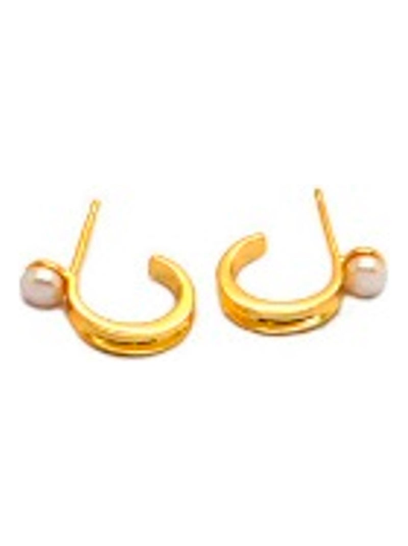 Luxenter Nazta Boucles d'oreilles en argent 925 et or jaune 18K avec perles blanches Argent - Kiabi