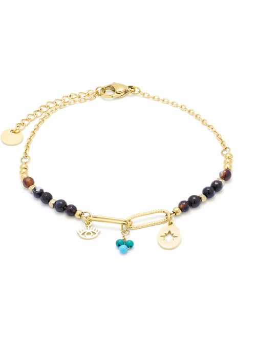 Luxenter Onyx Hydrothermal Quartz bracelet fini et plaqué or 18k- Ribed - Kiabi Luxenter Onyx Hydrothermal Quartz bracelet fini et plaqué or 18k- Ribed - Kiabi