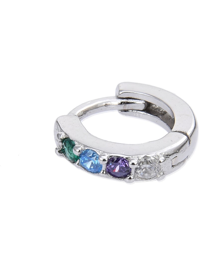 Luxenter Piercing en argent 925 avec zircon multicolore plaqué rhodium - Ansung Multicolore - Kiabi