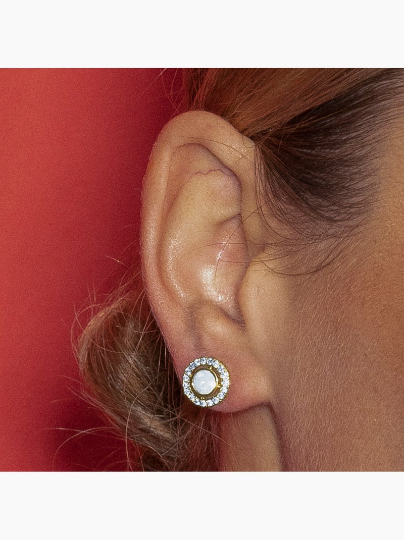 Luxenter Riashe Boucles d'oreilles et plaqué or 18k Blanc - Kiabi