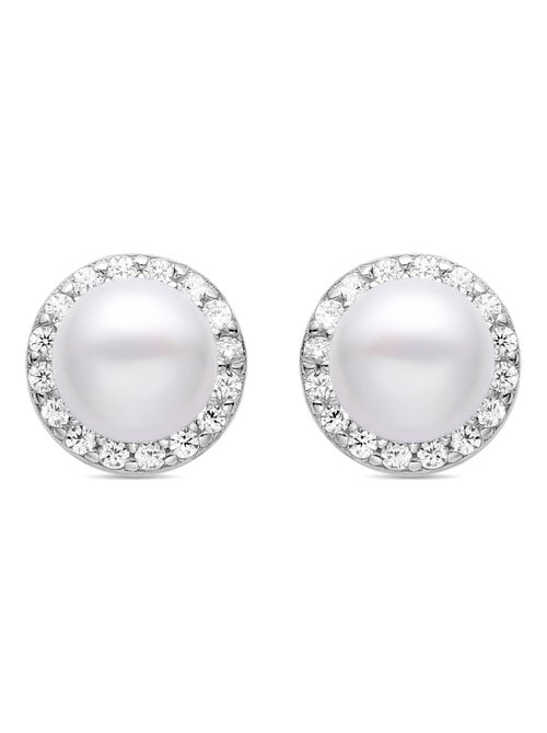 Luxenter Shob Boucles d'oreilles en argent 925 et perles blanches plaquées rhodium - Kiabi