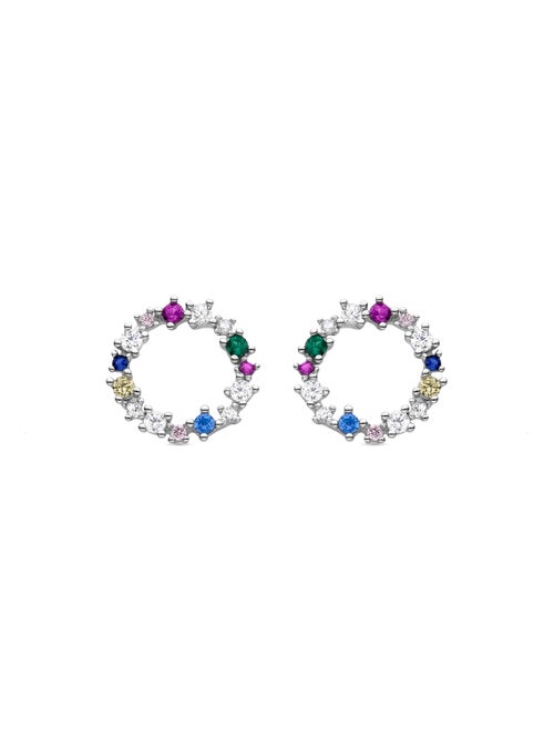 Luxenter Sinnhi Boucles d'oreilles en argent 925 et zircon multicolore plaqué rhodium - Kiabi