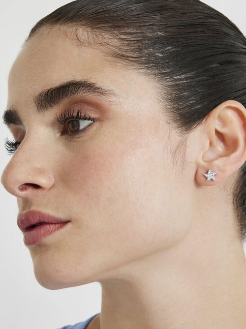 Luxenter Tsya Boucles d'oreilles en argent sterling 925 et zirconium brillant plaqué rhodium - Kiabi