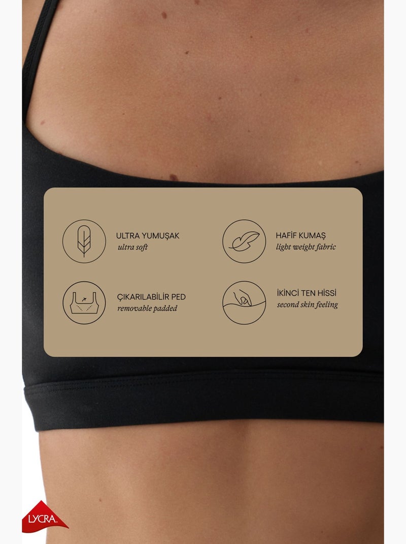 Lycra soutien-gorge de sport dos nageur à maintien léger, avec coussinets amovibles penti Noir - Kiabi