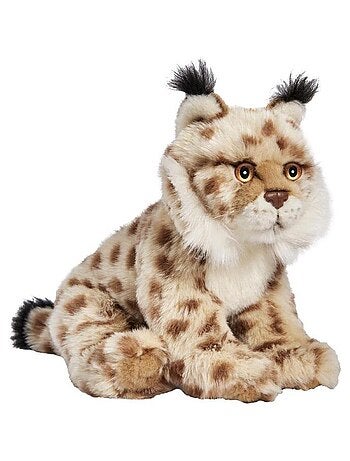 Lynx gris assis peluche 24cm