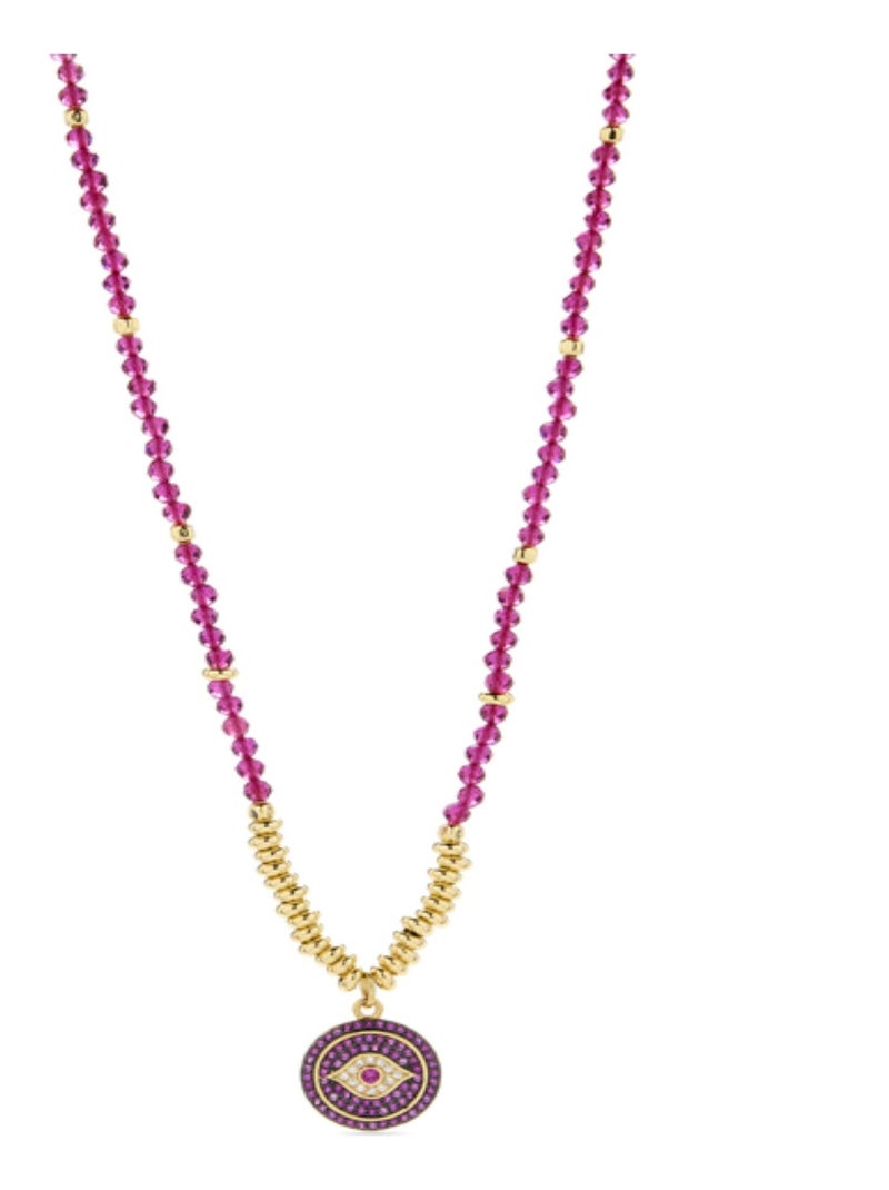 Lysvi Collier Rubis Zirconia en or jaune 18 carats Rose - Kiabi