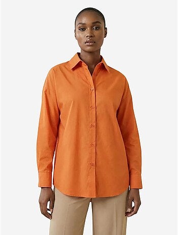 Ma mode chemise oversize à manches longues en coton uni my fashion