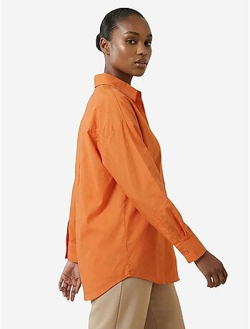 Ma mode chemise oversize à manches longues en coton uni my fashion