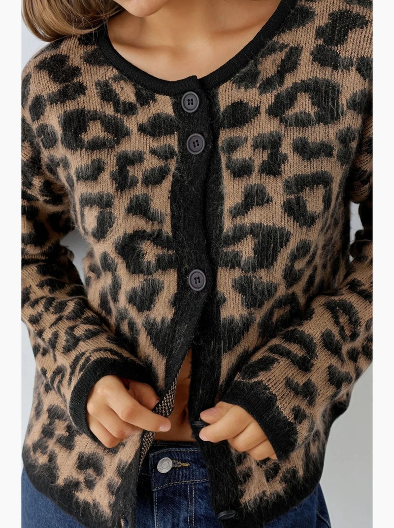 Ma mode gilet boutonné à imprimé léopard my fashion Camel - Kiabi