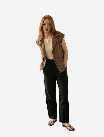 Ma mode gilet en gabardine de coton avec col de veste et poche my fashion