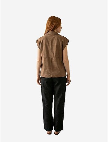 Ma mode gilet en gabardine de coton avec col de veste et poche my fashion
