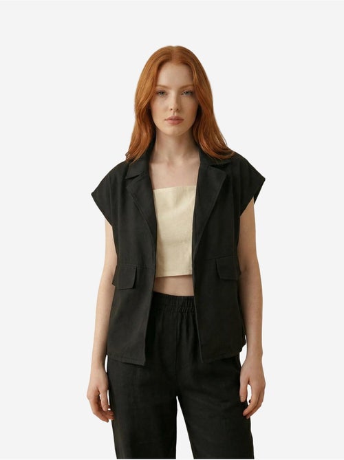 Ma mode gilet en gabardine de coton avec col de veste et poche my fashion - Kiabi