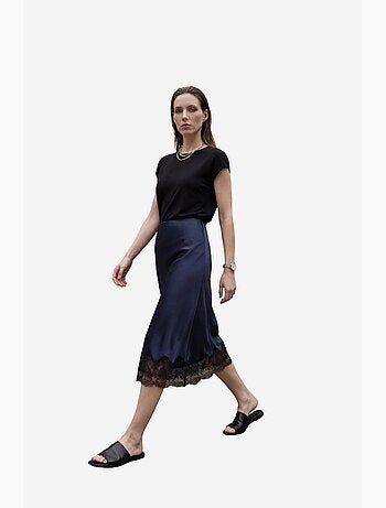 Ma mode jupe midi en satin taille haute my fashion