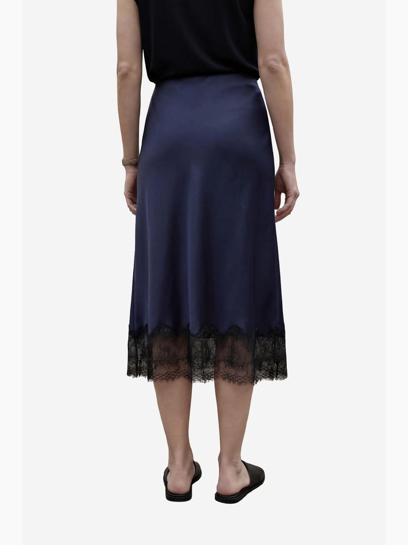 Ma mode jupe midi en satin taille haute my fashion Bleu marine - Kiabi