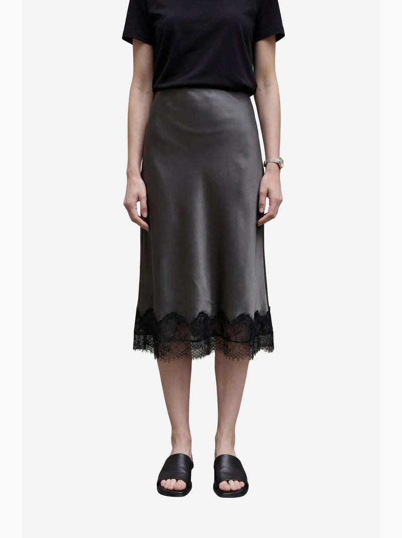 Ma mode jupe midi en satin taille haute my fashion Noir - Kiabi
