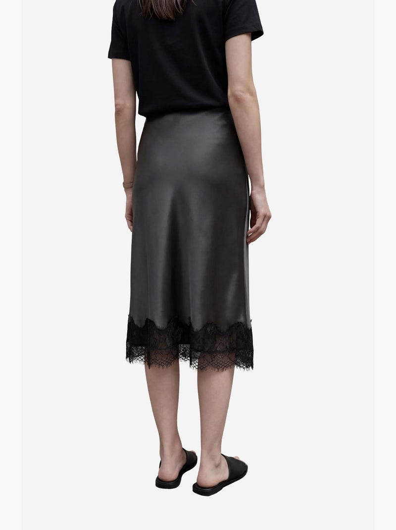 Ma mode jupe midi en satin taille haute my fashion Noir - Kiabi
